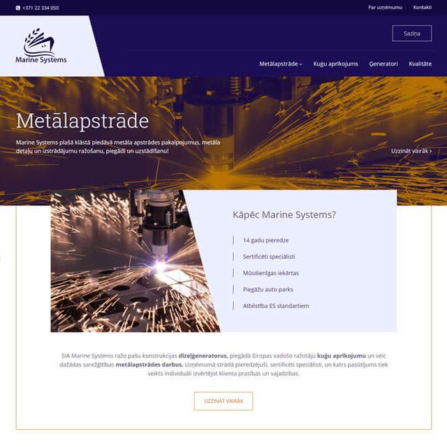 marinesystems.lv mājas lapas izstrāde