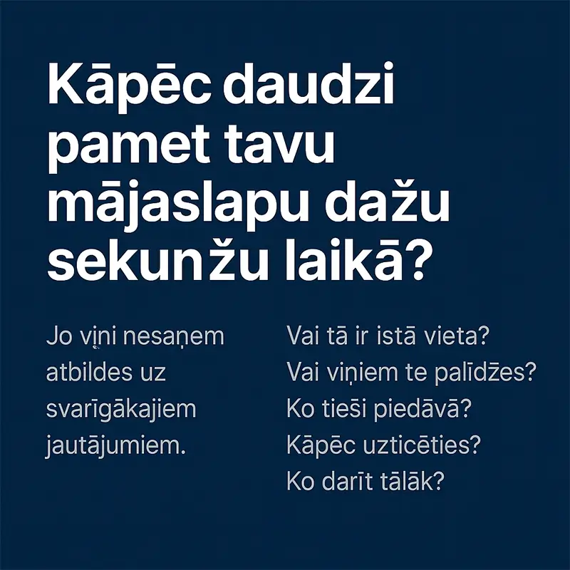 Kāpēc daudzi pamet tavu mājaslapu dažu sekunžu laikā?