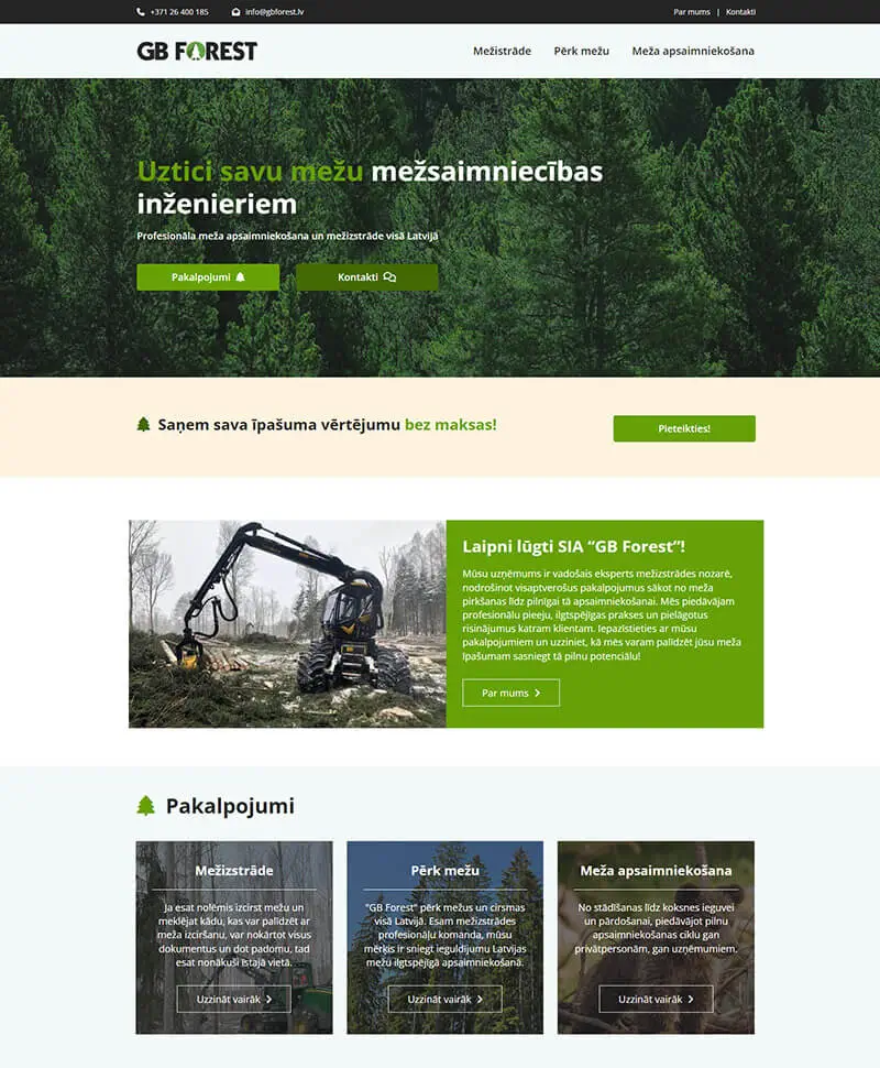 gbforest.lv mājaslapas izstrāde